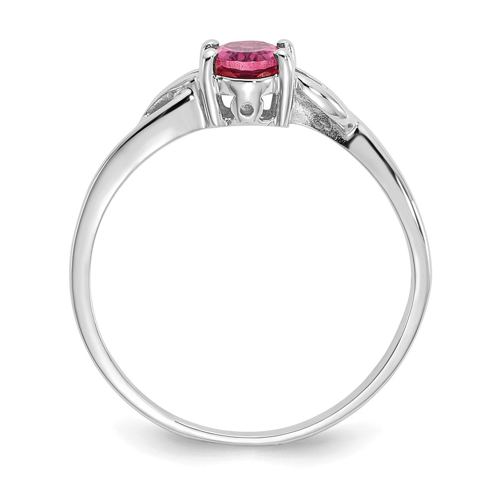 10k White Gold Polished 6x4mm Oval Genuine October/ Pink Tourmaline Birthstone Ring