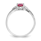 10k White Gold Polished 6x4mm Oval Genuine October/ Pink Tourmaline Birthstone Ring