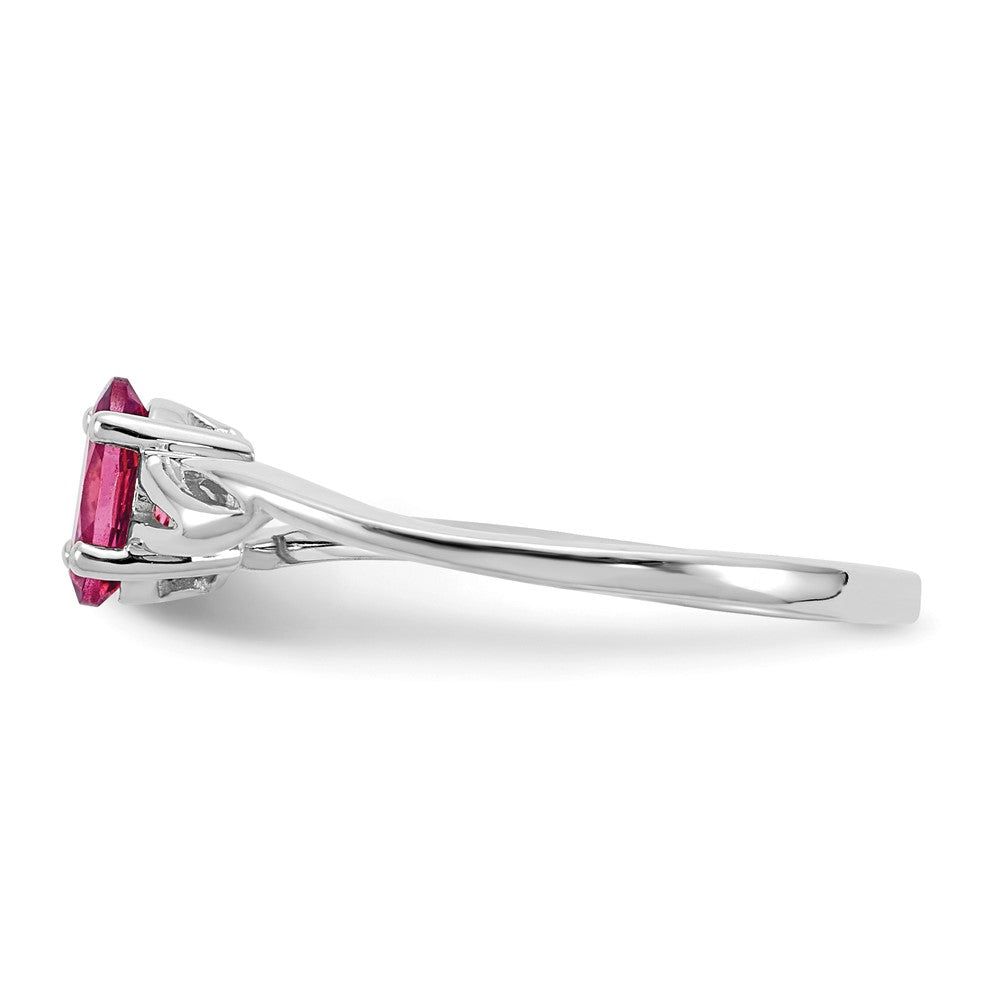 10k White Gold Polished 6x4mm Oval Genuine October/ Pink Tourmaline Birthstone Ring
