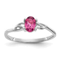 10k White Gold Polished 6x4mm Oval Genuine October/ Pink Tourmaline Birthstone Ring