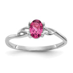 10k White Gold Polished 6x4mm Oval Genuine October/ Pink Tourmaline Birthstone Ring