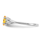 10k White Gold Polished 6x4mm Oval Genuine November/ Citrine Birthstone Ring