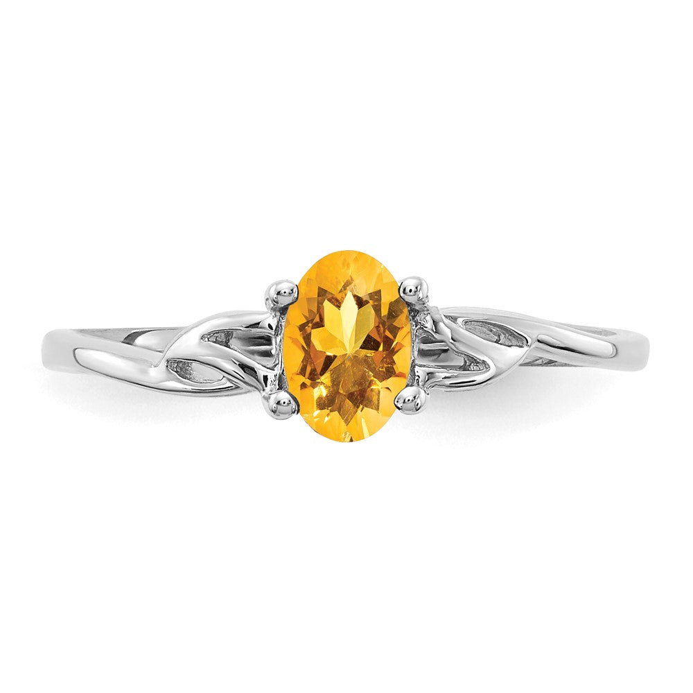 10k White Gold Polished 6x4mm Oval Genuine November/ Citrine Birthstone Ring