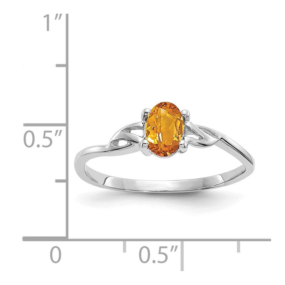10k White Gold Polished 6x4mm Oval Genuine November/ Citrine Birthstone Ring