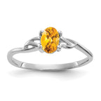 10k White Gold Polished 6x4mm Oval Genuine November/ Citrine Birthstone Ring