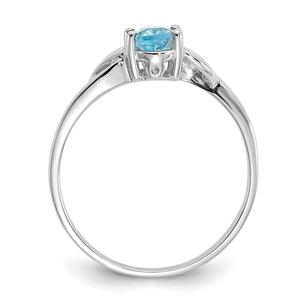 10k White Gold Polished 6x4mm Oval Genuine December/ Blue Topaz Birthstone Ring