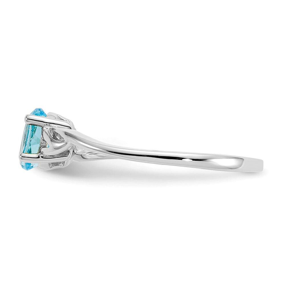 10k White Gold Polished 6x4mm Oval Genuine December/ Blue Topaz Birthstone Ring