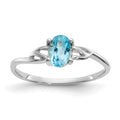 10k White Gold Polished 6x4mm Oval Genuine December/ Blue Topaz Birthstone Ring