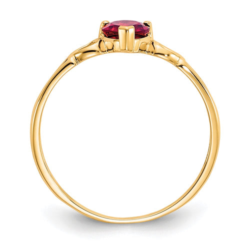 10k Polished 5mm Heart Genuine January/ Garnet Birthstone Ring