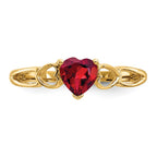 10k Polished 5mm Heart Genuine January/ Garnet Birthstone Ring