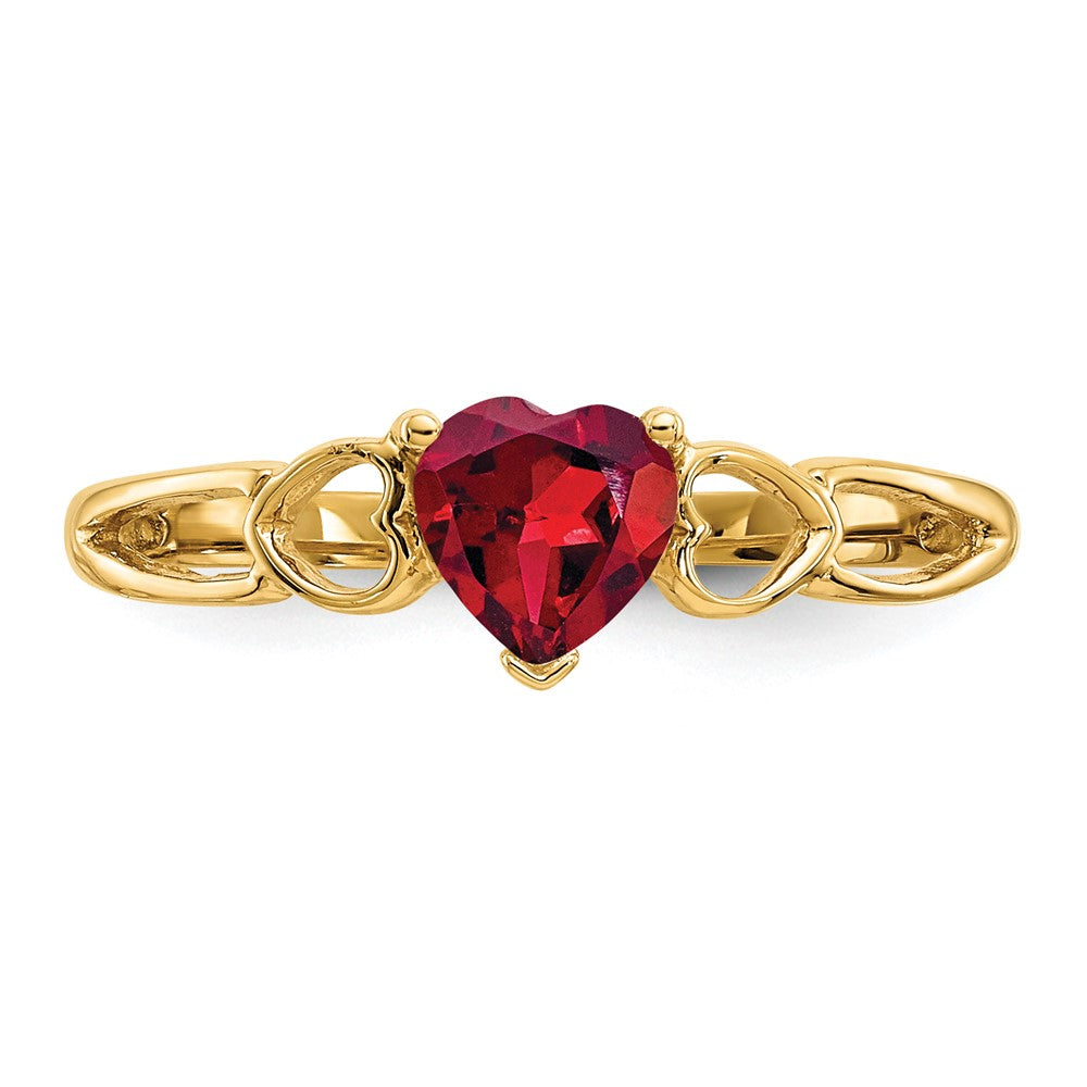 10k Polished 5mm Heart Genuine January/ Garnet Birthstone Ring