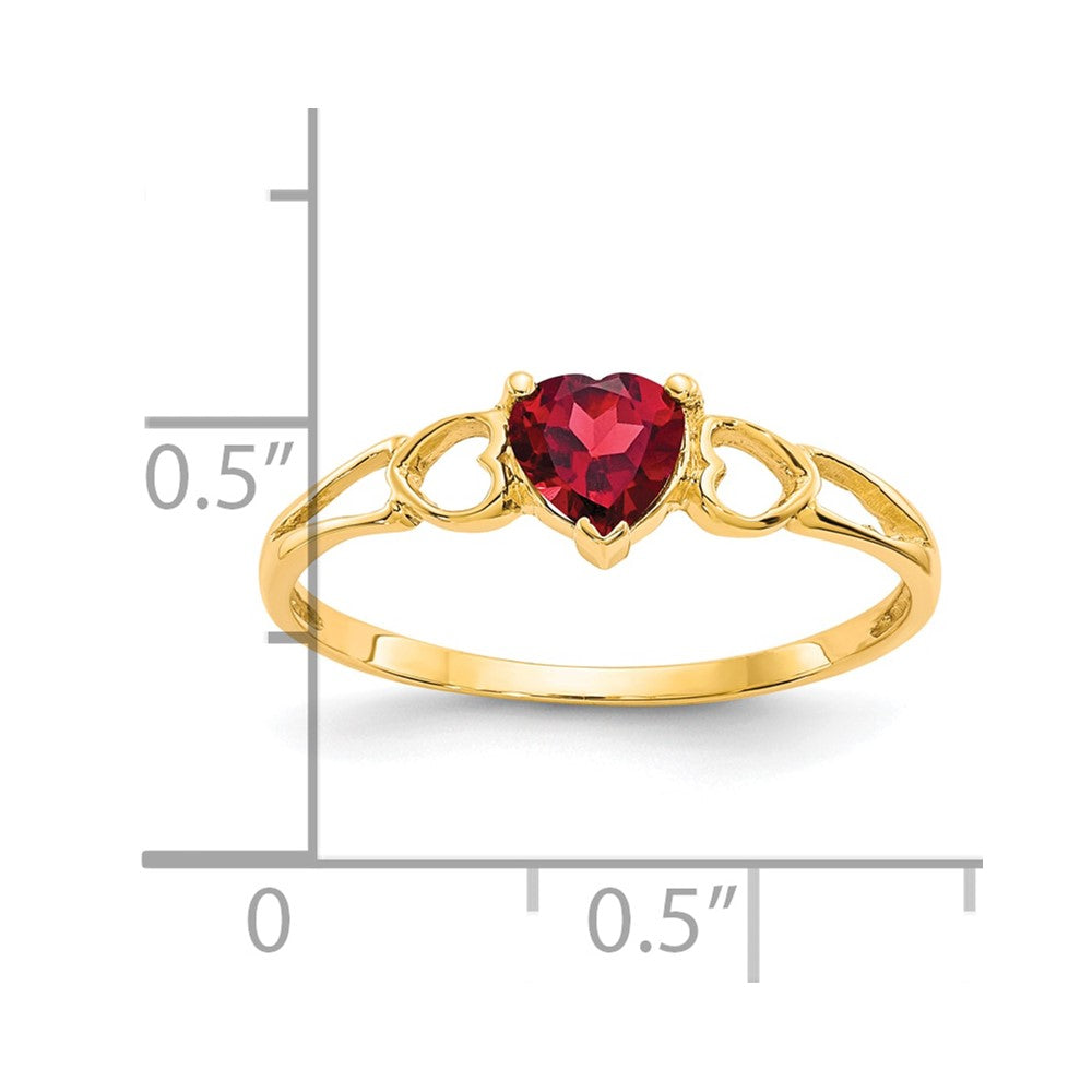 10k Polished 5mm Heart Genuine January/ Garnet Birthstone Ring