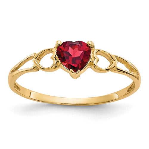 10k Polished 5mm Heart Genuine January/ Garnet Birthstone Ring