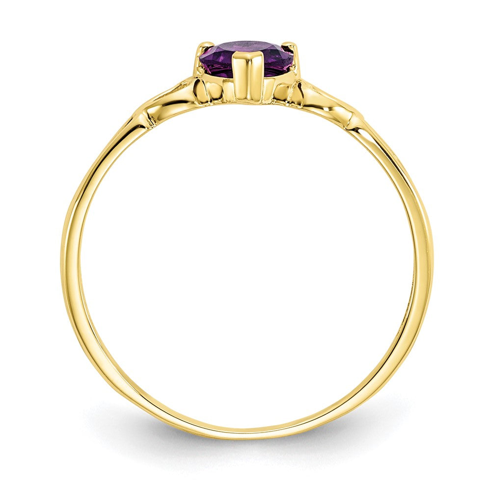10k Polished 5mm Heart Genuine February/ Amethyst Birthstone Ring