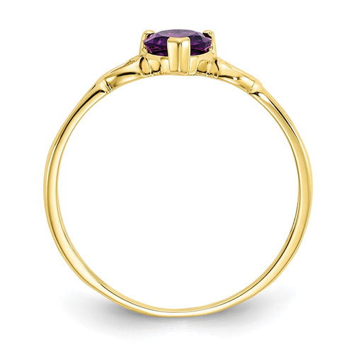 10k Polished 5mm Heart Genuine February/ Amethyst Birthstone Ring