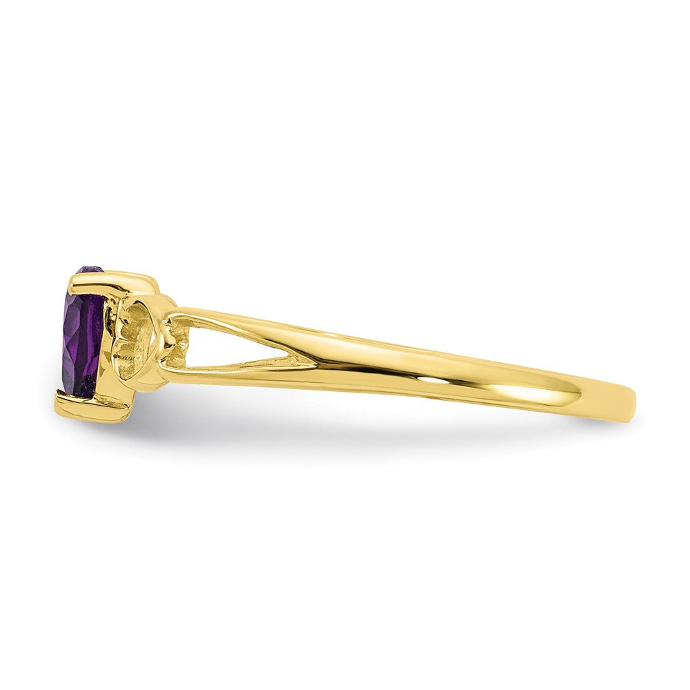 10k Polished 5mm Heart Genuine February/ Amethyst Birthstone Ring