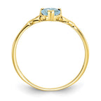 10k Polished 5mm Heart Genuine March/ Aquamarine Birthstone Ring