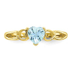 10k Polished 5mm Heart Genuine March/ Aquamarine Birthstone Ring