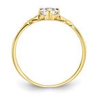 10k Polished 5mm Heart Genuine April/ White Topaz Birthstone Ring
