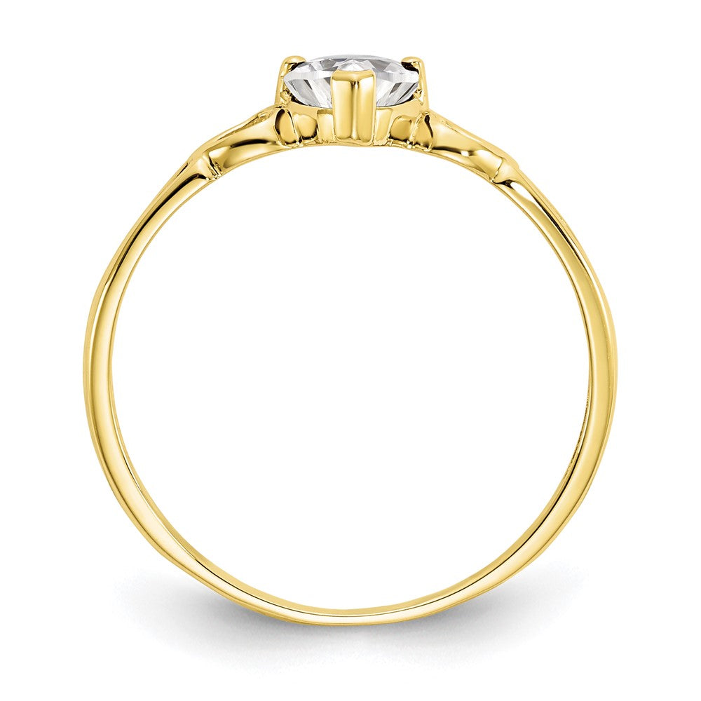 10k Polished 5mm Heart Genuine April/ White Topaz Birthstone Ring