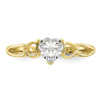 10k Polished 5mm Heart Genuine April/ White Topaz Birthstone Ring