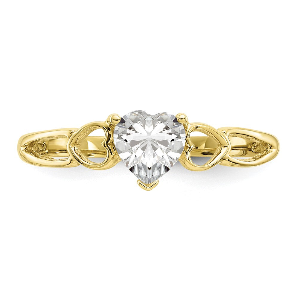 10k Polished 5mm Heart Genuine April/ White Topaz Birthstone Ring