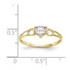 10k Polished 5mm Heart Genuine April/ White Topaz Birthstone Ring
