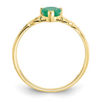 10k Polished 5mm Heart Genuine May/ Emerald Birthstone Ring