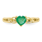 10k Polished 5mm Heart Genuine May/ Emerald Birthstone Ring