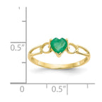 10k Polished 5mm Heart Genuine May/ Emerald Birthstone Ring