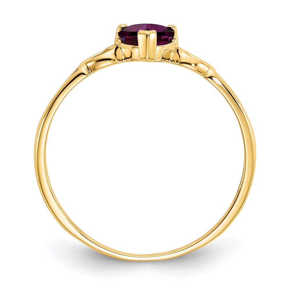 10k Polished 5mm Heart Genuine June/ Rhodolite Garnet Birthstone Ring