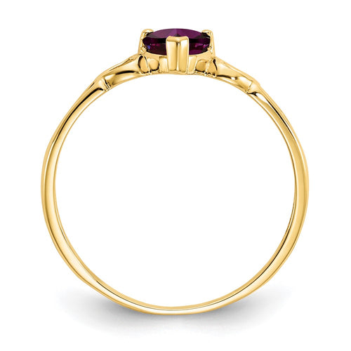 10k Polished 5mm Heart Genuine June/ Rhodolite Garnet Birthstone Ring