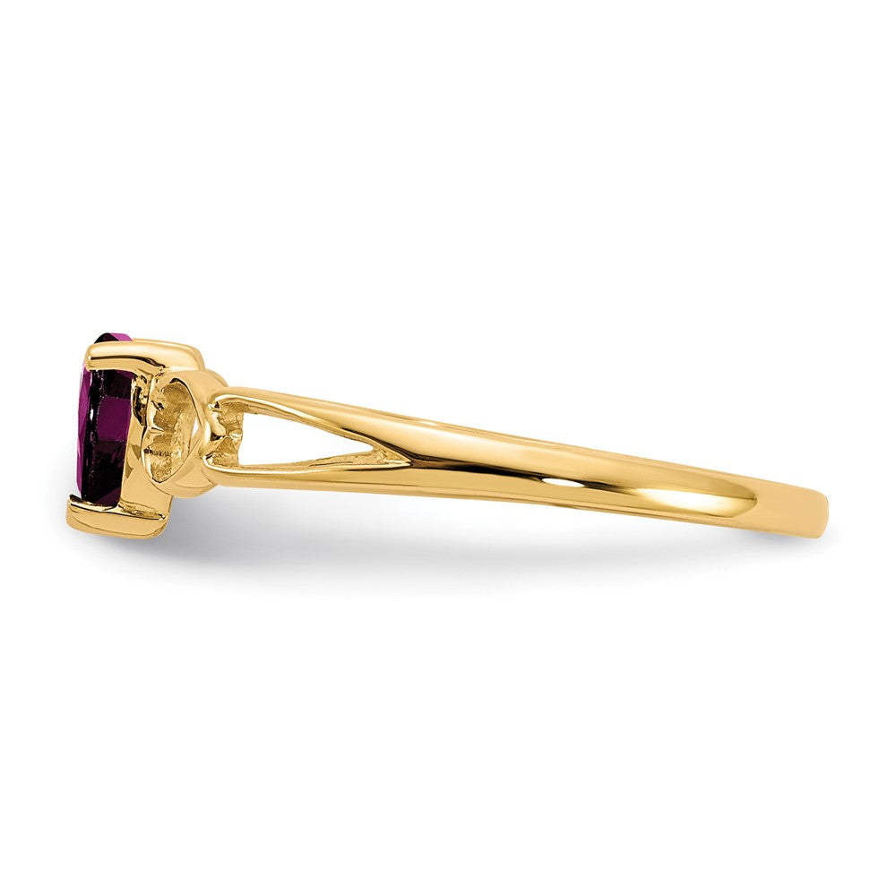 10k Polished 5mm Heart Genuine June/ Rhodolite Garnet Birthstone Ring