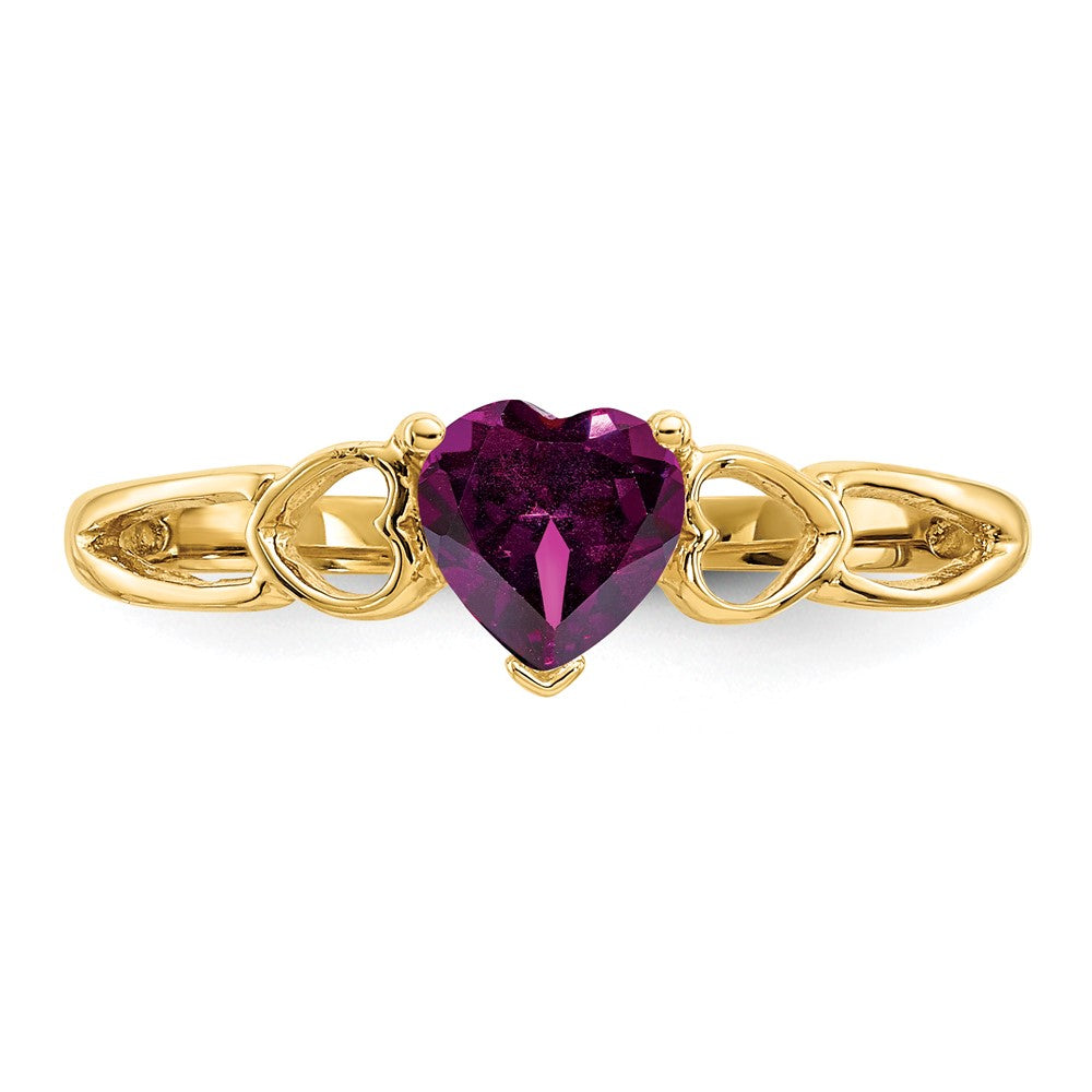 10k Polished 5mm Heart Genuine June/ Rhodolite Garnet Birthstone Ring