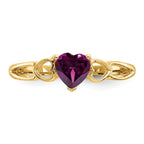 10k Polished 5mm Heart Genuine June/ Rhodolite Garnet Birthstone Ring