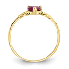 10k Polished 5mm Heart Genuine July/ Ruby Birthstone Ring
