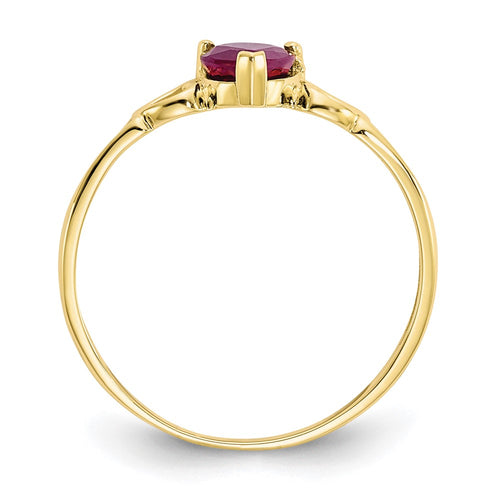 10k Polished 5mm Heart Genuine July/ Ruby Birthstone Ring
