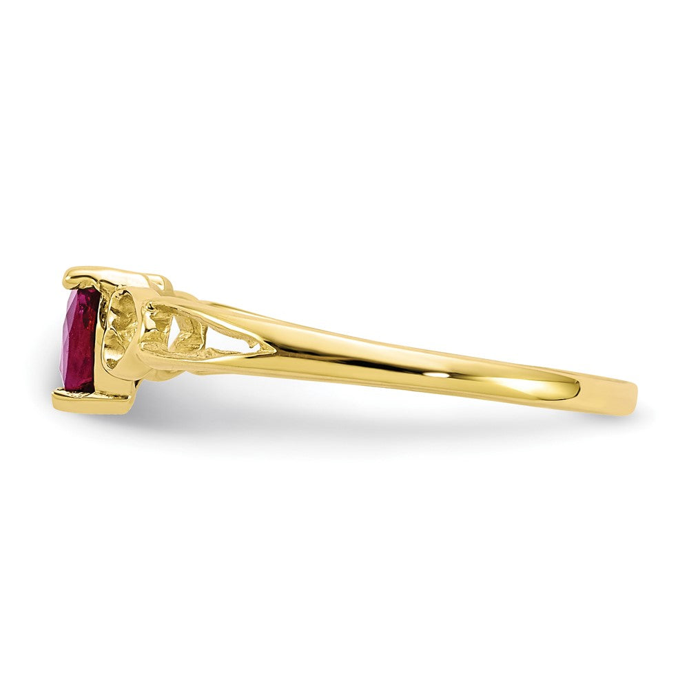 10k Polished 5mm Heart Genuine July/ Ruby Birthstone Ring