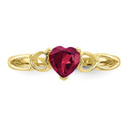 10k Polished 5mm Heart Genuine July/ Ruby Birthstone Ring
