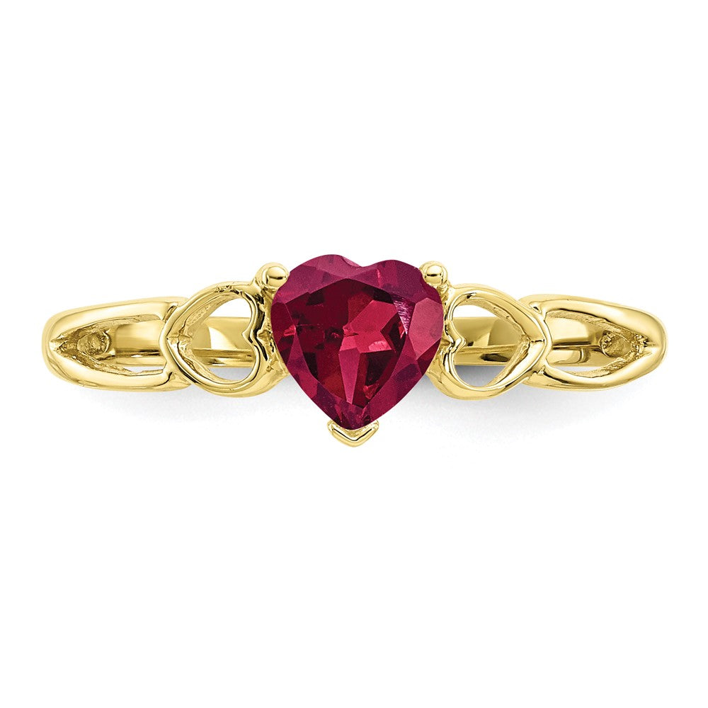 10k Polished 5mm Heart Genuine July/ Ruby Birthstone Ring