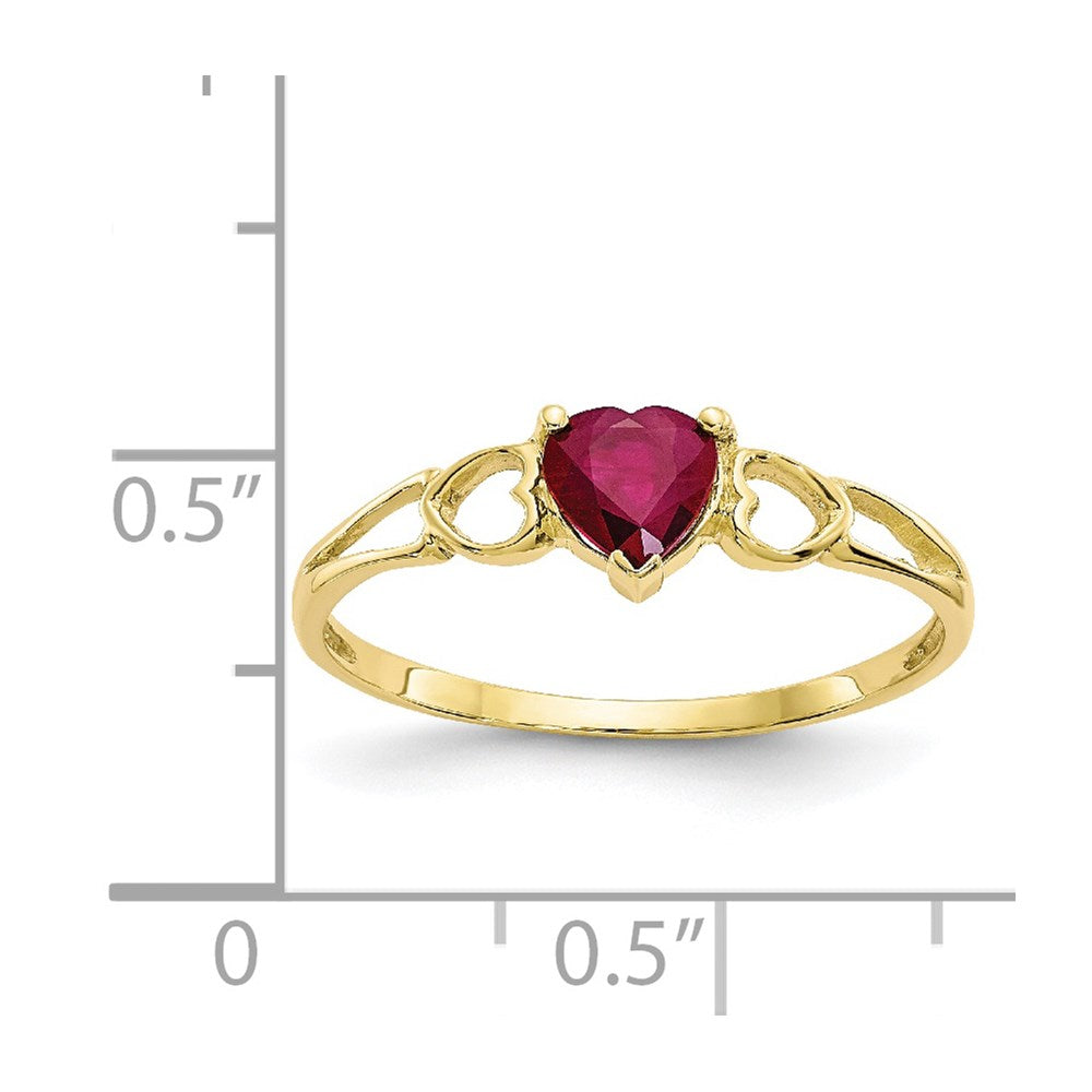 10k Polished 5mm Heart Genuine July/ Ruby Birthstone Ring
