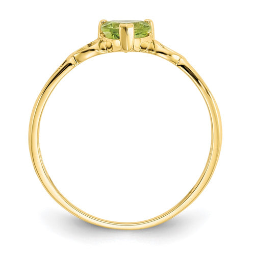 10k Polished 5mm Heart Genuine August/ Peridot Birthstone Ring