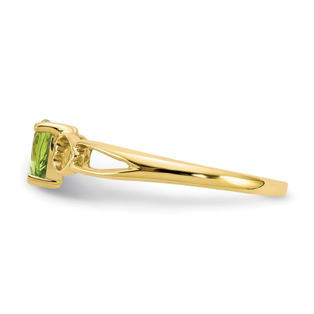 10k Polished 5mm Heart Genuine August/ Peridot Birthstone Ring