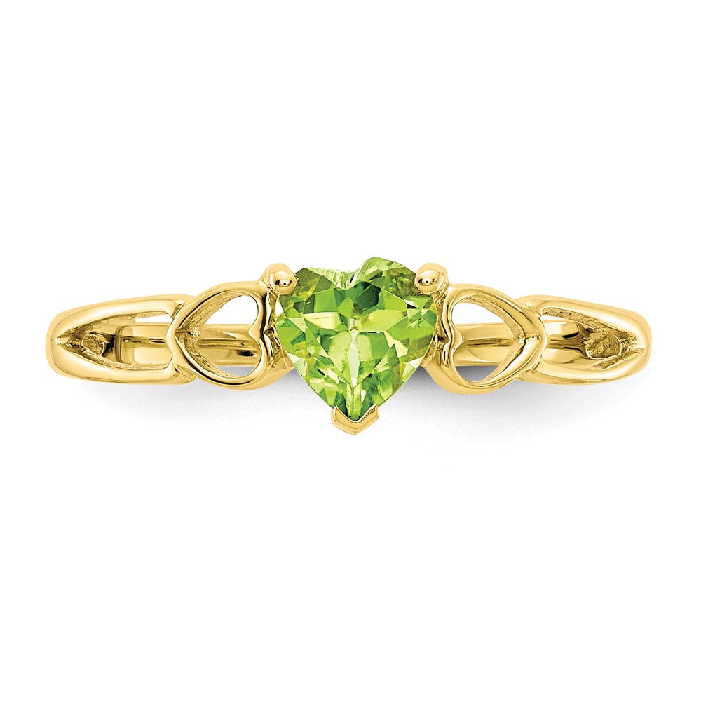 10k Polished 5mm Heart Genuine August/ Peridot Birthstone Ring