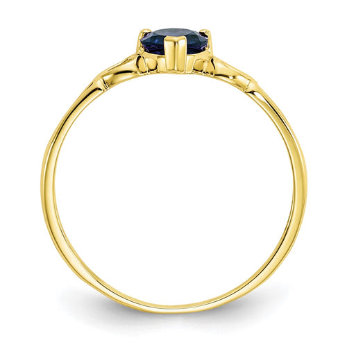 10k Polished 5mm Heart Genuine September/ Sapphire Birthstone Ring