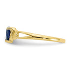 10k Polished 5mm Heart Genuine September/ Sapphire Birthstone Ring