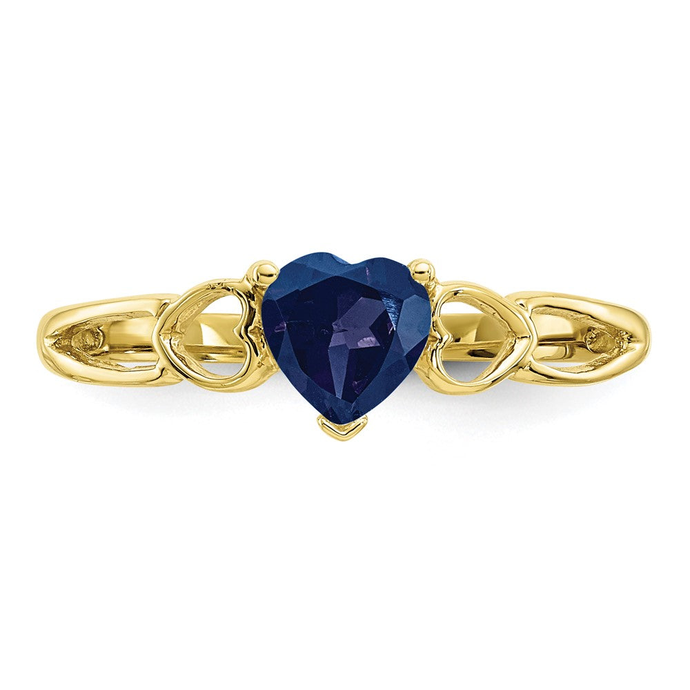 10k Polished 5mm Heart Genuine September/ Sapphire Birthstone Ring