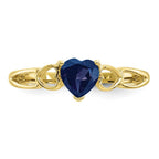 10k Polished 5mm Heart Genuine September/ Sapphire Birthstone Ring