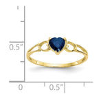 10k Polished 5mm Heart Genuine September/ Sapphire Birthstone Ring