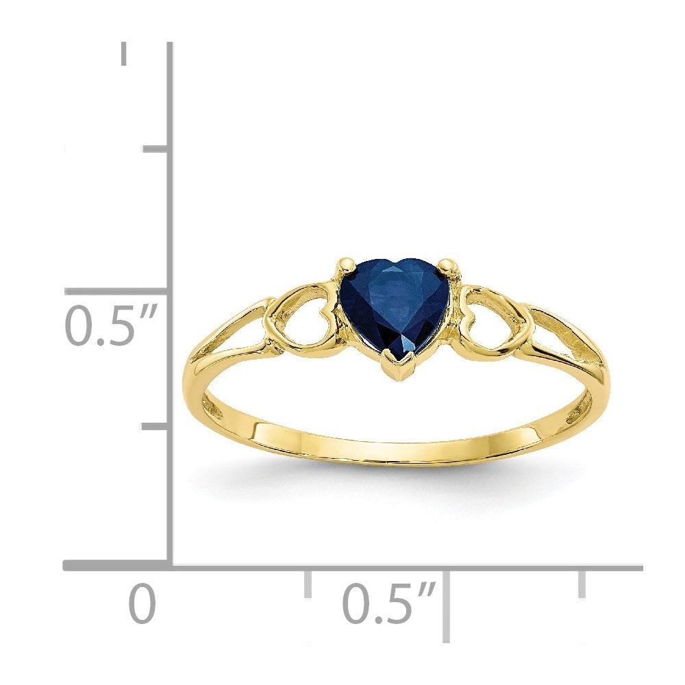 10k Polished 5mm Heart Genuine September/ Sapphire Birthstone Ring